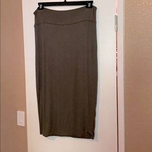 Leith olive colored jersey pencil skirt